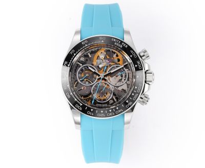 Rolex Daytona Skeleton Blue Rubber Strap 4802 Movement Men Watch